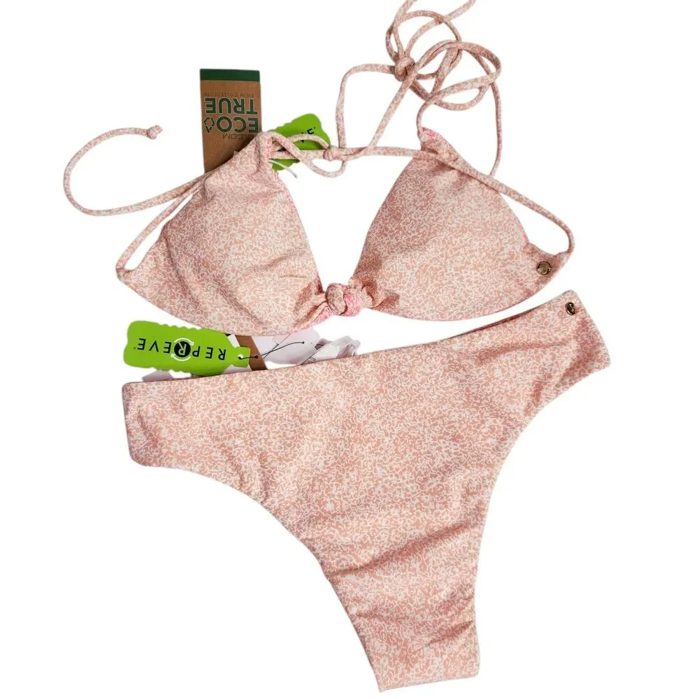 Volcom Micro Blooms Skimpy Reversible Triangle Top Bikini Small Bottom C/D Cup